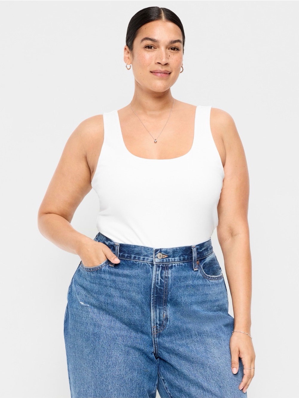 Old Navy White Scoop Neck Tank Top